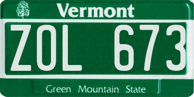 VT license plate ZOL673