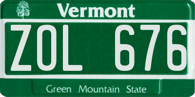 VT license plate ZOL676