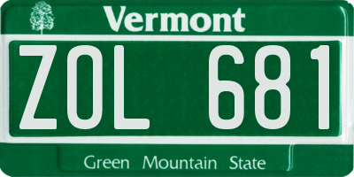 VT license plate ZOL681