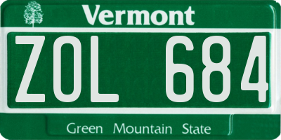VT license plate ZOL684