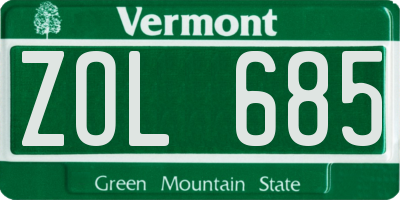 VT license plate ZOL685