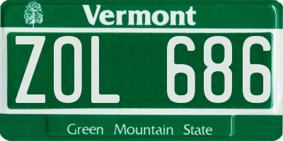 VT license plate ZOL686