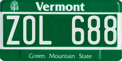 VT license plate ZOL688