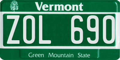 VT license plate ZOL690