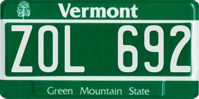 VT license plate ZOL692