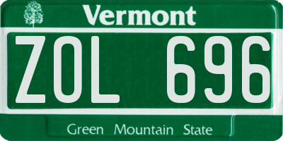 VT license plate ZOL696