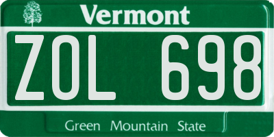VT license plate ZOL698