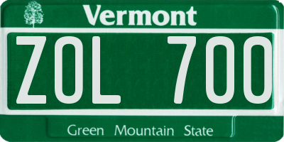 VT license plate ZOL700