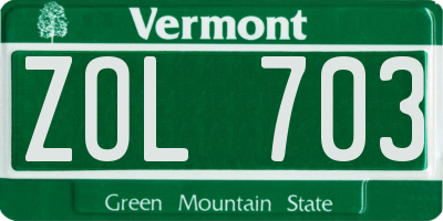 VT license plate ZOL703