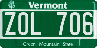 VT license plate ZOL706