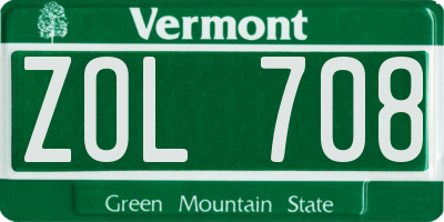 VT license plate ZOL708