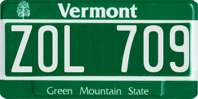 VT license plate ZOL709