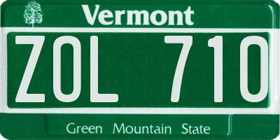 VT license plate ZOL710