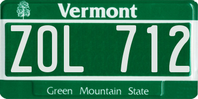 VT license plate ZOL712