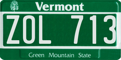 VT license plate ZOL713
