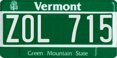 VT license plate ZOL715