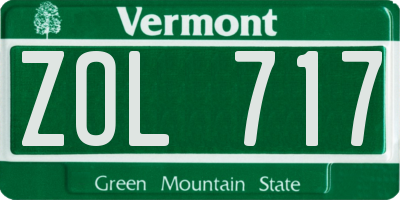 VT license plate ZOL717