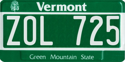 VT license plate ZOL725