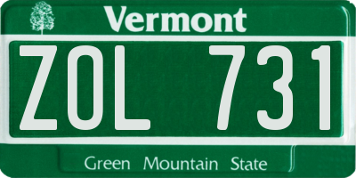 VT license plate ZOL731