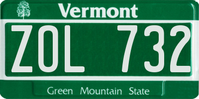 VT license plate ZOL732