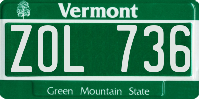VT license plate ZOL736