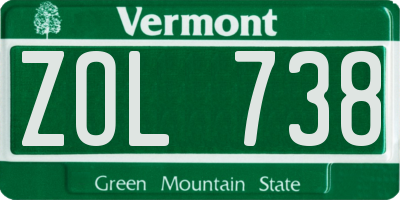 VT license plate ZOL738