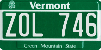 VT license plate ZOL746
