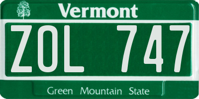 VT license plate ZOL747