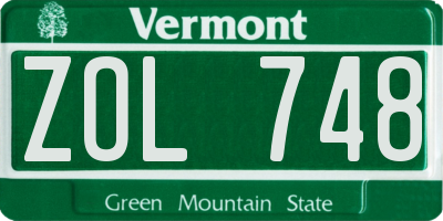 VT license plate ZOL748