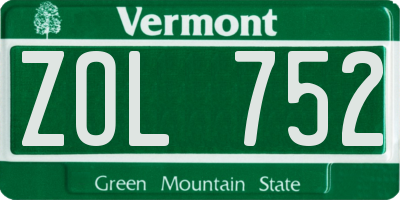 VT license plate ZOL752