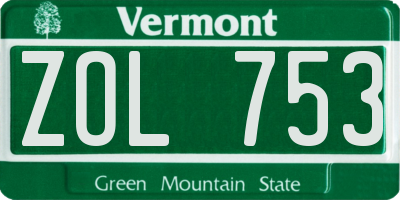 VT license plate ZOL753
