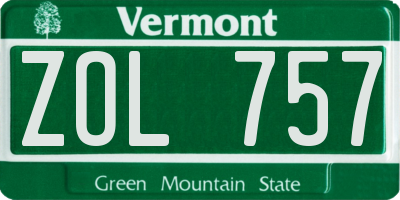 VT license plate ZOL757