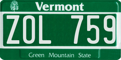 VT license plate ZOL759