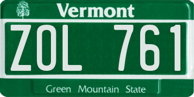 VT license plate ZOL761