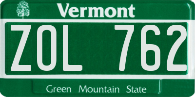 VT license plate ZOL762