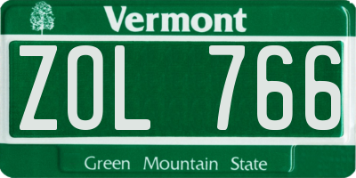 VT license plate ZOL766