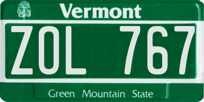 VT license plate ZOL767