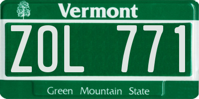 VT license plate ZOL771