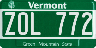 VT license plate ZOL772