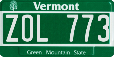 VT license plate ZOL773