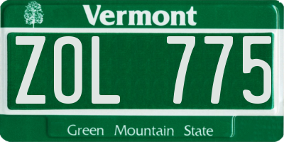 VT license plate ZOL775