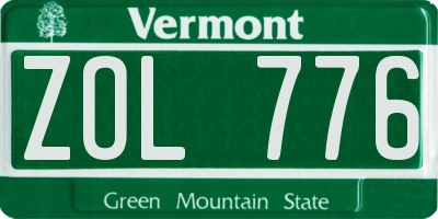 VT license plate ZOL776