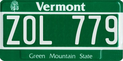 VT license plate ZOL779