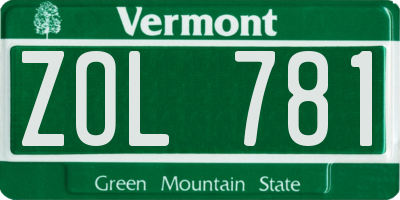 VT license plate ZOL781