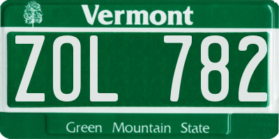 VT license plate ZOL782