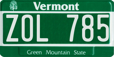 VT license plate ZOL785