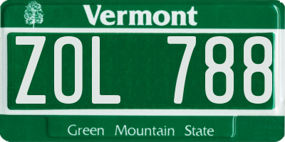 VT license plate ZOL788