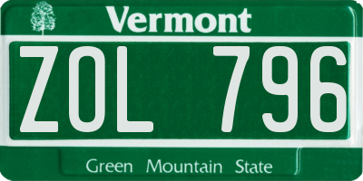 VT license plate ZOL796