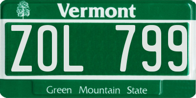 VT license plate ZOL799