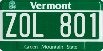 VT license plate ZOL801